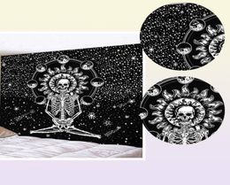 CAMMITEVER Skull Yoga Tapestry Travel Sleeping Pad Polyester Fabric Skeleton Printed Wall Hanging Tapestry 2106098359330