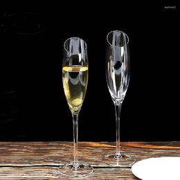 Wine Glasses 2Pcs/set Lead-free Crystal Bevel Glass Cup Champagne Flutes Goblet Home Bar Wedding Party Drinkware 220ml