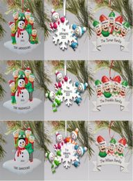 Christmas Ornaments Decorations Quarantine Survivor Resin Ornament Creative Toys Tree Decor For Mask Snowman Hand Sanitised Family3119627