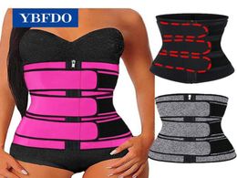 YBFDO 2021New Waist Trainer Corset Women corset zipper threerow belt sports waist training device bodysuit slimming tight belt9431565