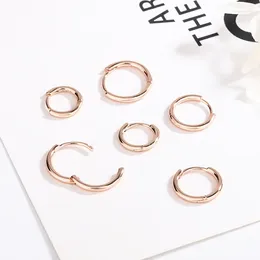 Stud Earrings 2024 Fashion S925 Sterling Silver Solid Women's Small Smooth Face Circle Rose Gold