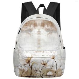 Backpack Flowers Retro Plants White Student School Bags Laptop Custom For Men Women Female Travel Mochila