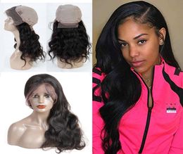 brazilian virgin hair lace front wigs with baby hair 18 inch body wave 360 full lace frontal wigs natural color can be dyed8554830