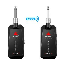 Cables Mvave Wp5g 5.8g Wireless Guitar System Rechargeable Audio Transmitter Receiver Ism Band for Electric Bass Guitars Amplifier