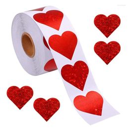 Window Stickers Valentine's Day Glitter Heart Red Roll Labels For Anniversaries Wedding(500Pcs/Roll)