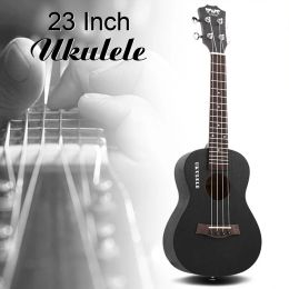 Cables 23 Inch Concert Ukulele Wood Black Hawaiian 4 String Guitar Mahogany Wood Ukelele Musical Instrument for Kids Christmas Gifts