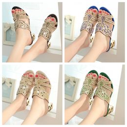 2024 New top Sandals Summer Water Diamond Thick Heel Hollow One line Tuo Fish Mouth Beach Sandals Women Large Slippers