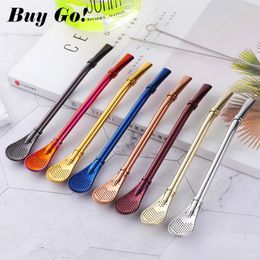 Drinking Straws 2PCS/lot Reusable 304 Stainless Steel 1 Brush Filter Straw Metal Drink Yerba Mate Tea Bar Accessories