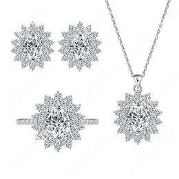 1.5ct Oval Moissanite Diamond Jewellery Set for Women With testing certificate Fashion Sier Ring earrings necklace Set Wedding gifts for girl