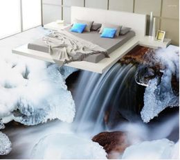 Wallpapers Ice Flower Waterfall 3D Wallpaper Floor Murals PVC Custom Po Self-adhesive