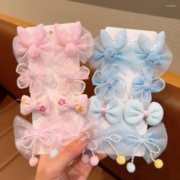 Hair Accessories Korean Style Children's Bow Flower Clip Headdress Baby Fabric Lace Bangs Girl Princess Does Not Hurt Clips