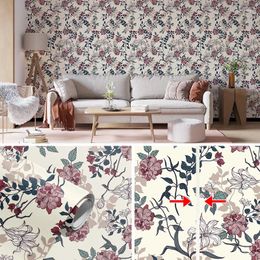 Wallpapers Elegant Floral Printed Removable Wallpaper Chic Leaves PVC Peel And Stick Room Decor Classic Flower Wall Sticker 17.7" 118