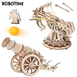 3D Puzzles Robotime ROKR Siege Heavy Ballista 3D Wooden Puzzle Game Toys for Children Kids KW401 Y240415