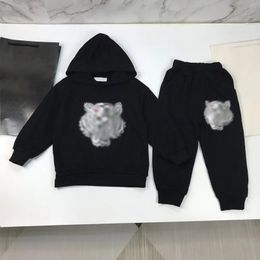 2023 autumn/winter new domineering men and women middle-aged and young children tiger head hooded sweatshirt and pants in a stylish two-piece set