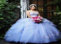 Gorgeous Lilac Plus Size Ball Gown Quinceanera Dresses Sweet 16 Lace Applique vestido debutante 15 anos Sweetheart Sweep Train Cel7112191