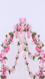 Luyue 233cm Artificial Cherry Blossoms Flower Vines party supplies Garland Silk Fake Cherry Flower Rattan Wedding home Decor5315874