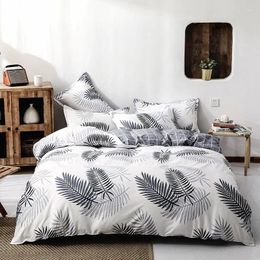 Bedding Sets Sesom Leaves Four-Piece Washed Cotton Bed Sheet Quilt Cover Simple Style Skin-Friendly Bare Sleeping Supplies