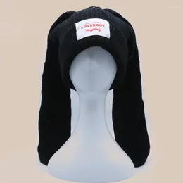 Berets 2024 Long Ear Hat Skullies Beanie Cute Ears Hats Crochet Knitted For Women Winter Warm Caps