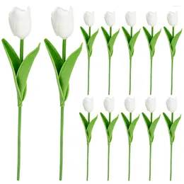 Decorative Flowers 12pcs PVC Tulip DIY Flower Bouquet Table Centrepieces Vase Arrangement Decors