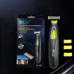 MLG Washable Rechargeable Electric Shaver Beard Razor Body Trimmer Men Shaving Machine Hair Face Care Cleaning Clippers for 240403