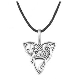 JF064 Viking vintage religious animal Fox charm Triangle hollow pendant women necklace amulet rope necklaces whole8408537