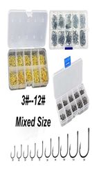 100PcsBox High Carbon Steel GoldSilver Carp Fishing Bait 10 Mixed Sizes 312 Sharpened Ultrapoint Fishing Hook Set3069099