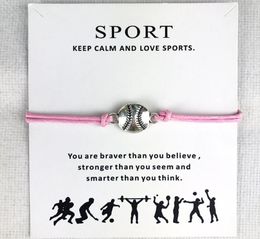 10pcslot Baseball Softball Charm Wax Cords Bracelets Sports Women Men Boys Girls Unisex Fashion Jewellery Friendship Jewellery Gift1872825