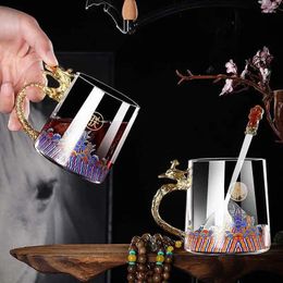 Mugs Creative Enamel Colored Water Cup Coffee High-temperature Resistant Crystal Glass Mug Flower Tea Gift Bar