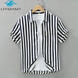 Men's Casual Shirts 8029 Summer Daily Wear Short Sleeve Striped Shirt Teens High Quality Classical Thin Breathable Soft Cozy Simple Tops