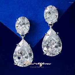 Dangle Earrings Vinregem 10 14MM Pear Cut Lab Created Sapphire Gemstone Drop 925 Sterling Silver Wedding Party Jewelry Wholesale