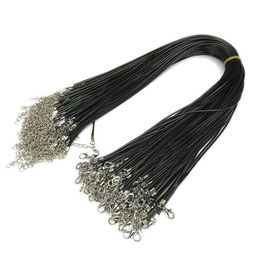 15 mm Leather Jewellery Chain black leather cord wax rope DIY necklace Rope 45 cm lobster clasp Jewellery accessories4581343