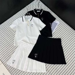 Two Piece Dress designer 2024 Early Spring New Nanyou Cha Age Reducing Embroidered Collar Short sleeved Top+High Waist Pleated Half Skirt Set O9ER