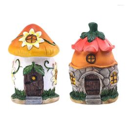 Garden Decorations Mini Fairy House Outdoor Resin Statue Miniature Houses Accessories Bonsai Ornaments For