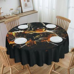 Table Cloth Fire In The Dark Tablecloth Round Waterproof Sub Zero Mortal Kombat Cover For Kitchen 60 Inch