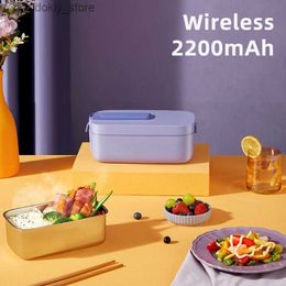 Bento Boxes 1.0L Wireless Electric Lunch Box Water-free Heatin Food Container Portable Food Warmer Stainless Steel Liner Bento Box 2200mAh L49