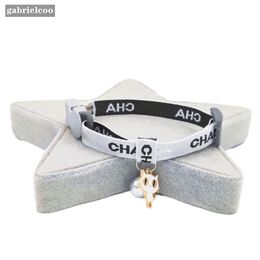 Designer cat collar cute collar with bell black and white classic letter logo cat scarf pet dog collar