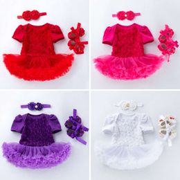 Children's Clothing Summer Baby Princess Skirt Baby Short Sleeved Composite Rose Princess Skirt Toddler Shoe Set