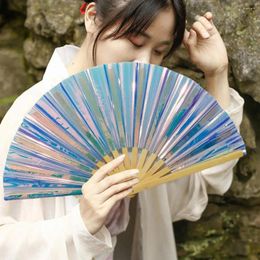 Decorative Figurines Uv Light Fan Colourful Handheld Fans For Festivals Rave Parties Home Decoration Bamboo Bones Disco Party Cooling