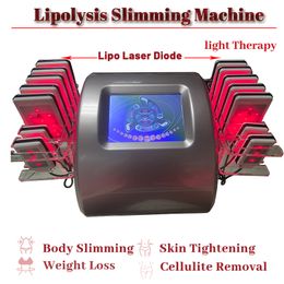 Portable Lipo Laser Slimming Machine Lipolysis Light Therapy Weight Loss Skin Tightening 650nm Wavelength 14pcs Pads Available
