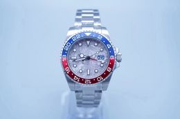 Luxury Men's Brand Watch Diameter 40mm True Dual Time Zone Adjustment Automatic Mechanical Movement Red/Blue New Black/Grey Ceramic Bezel Full Stainless Steel