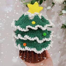 Storage Bags Versatile Crochet Bag Festive Christmas Handmade Santa Claus Tree Shape Large Portable Reusable Xmas For Desktop