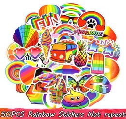 50 PCS Waterproof Rainbow Stickers for Kids Teens Adults to DIY Laptop Tablet Luggage Water Bottle Snowboard Guitar Car Home Decor1013790