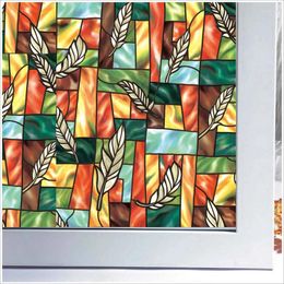 Window Stickers Church Stained Glass Film Decorative Sticker European Painted Feather No Glue Static Cling 30-90cm/2m