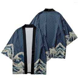 Ethnic Clothing Clouds Ocean Waves Print Shirt Traditional Haori Cosplay Kimono Women Men Japanese Asian Streetwear Cardigan Yukata