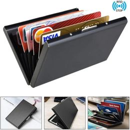 1pc portador de cartões Men RFID bloqueando alumínio de alumínio Metal Slim Saco de dinheiro Anti-Scan Crédito Titular de cartão Thin Case Pequena bolsas masculinas