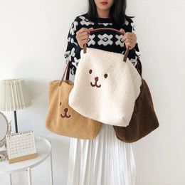 Evening Bags Cute Bear Soft Plush Shoulder Bag Embroidered Casual Totes Satchel Female Student Handbag Purse For Women
