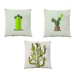 Pillow 18x18 Inches Cactus Cover Polyester Linen Throw Covers Line Living Room Home Decor Gift Geometric Cussion E0161