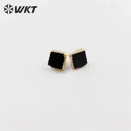 Stud Earrings WKT-E701 WKT 2024 Style Fashionable Girl Gift Black Tourmaline Gold-plated Jewellery Trend Fashion