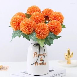 Decorative Flowers 5Pcs Artificial Flower Silk Ball Chrysanthemum Bouquet For Wedding Party Decorations Living Room Arrangement Accessories