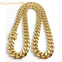 Gold Miami Cuban Link Chain Halskette Männer Hip Hop Edelstahlschmuck Halsketten